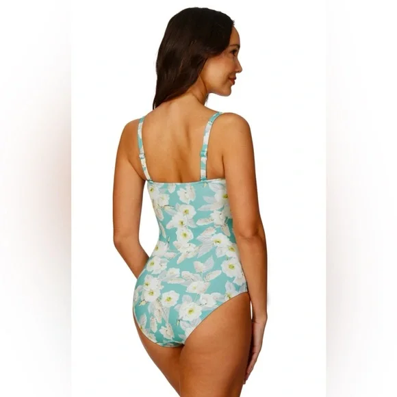 Nip Tuck Ladies One Piece Swimsuit Tummy Control Light Blue Floral Size 12 NEW - Picture 2 of 11